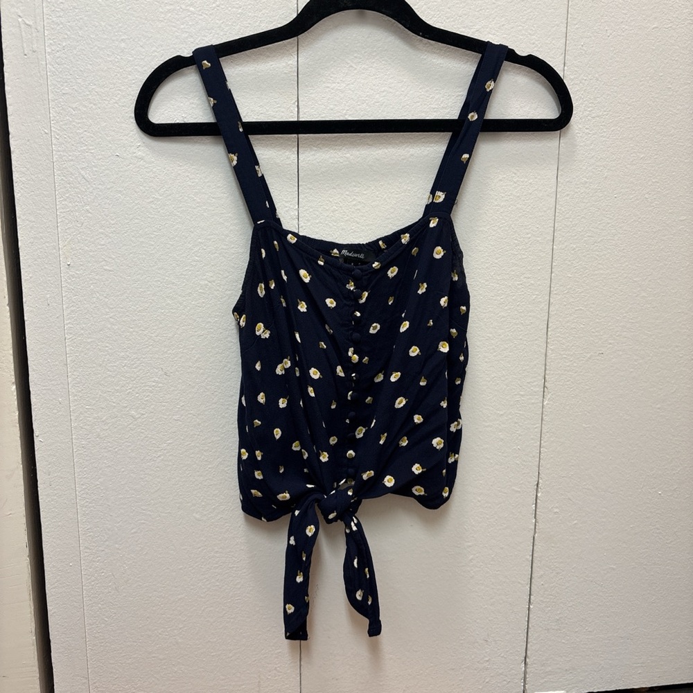 Madewell Navy Blue Tank Top with White Polka Dots